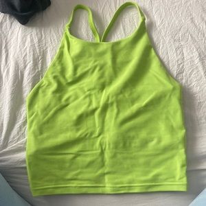 Workout high neck cropped tank with built in sports bra